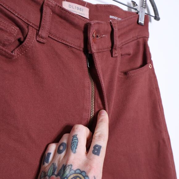 DL1961 Bridget Cropped High Rise Jeans Instasculpt Boot In Redwood Women's 27 - Picture 6 of 11